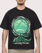 Mockup Boxy Heavyweight Tee Black male close-up 12