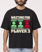 Mockup Boxy Heavyweight Tee Black male close-up 17