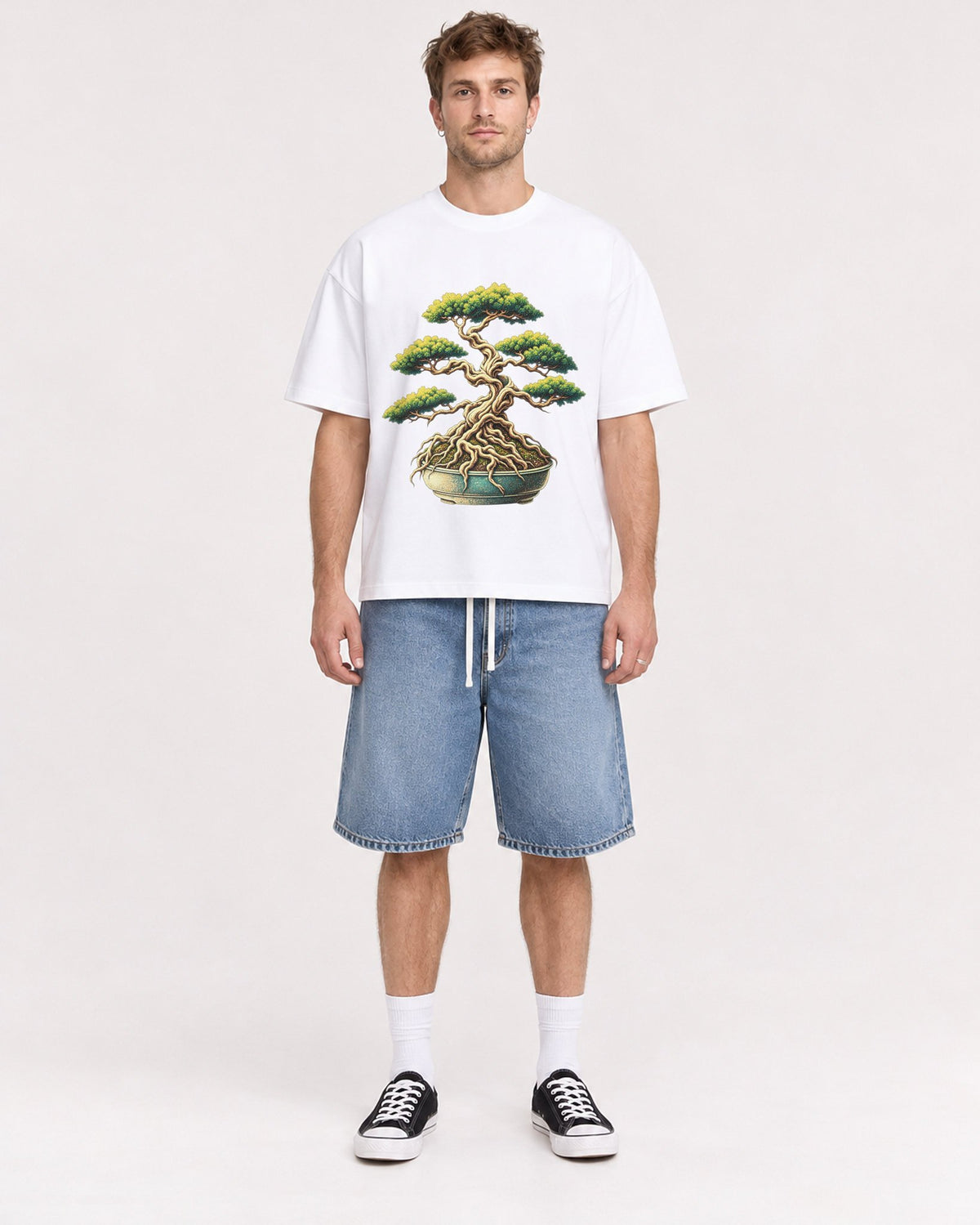 Mockup Boxy Heavyweight Tee White male full-body 08