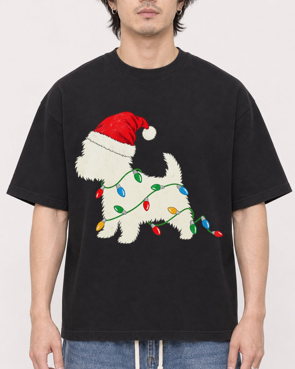 Mockup Boxy Heavyweight Tee Black male close-up 03