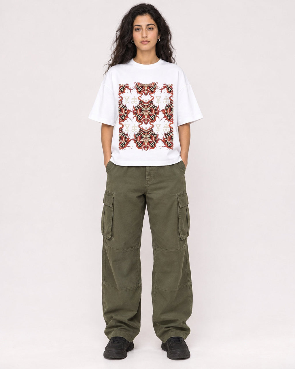 Mockup Boxy Heavyweight Tee White female full-body 07