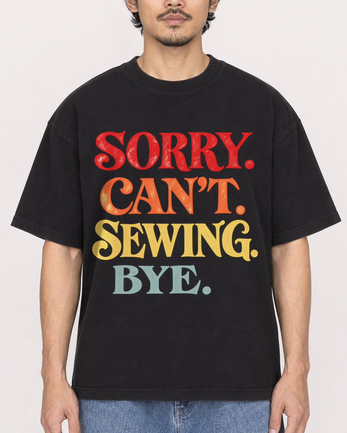 Mockup Boxy Heavyweight Tee Black male close-up 02