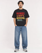 Mockup Boxy Heavyweight Tee Black male full-body 02