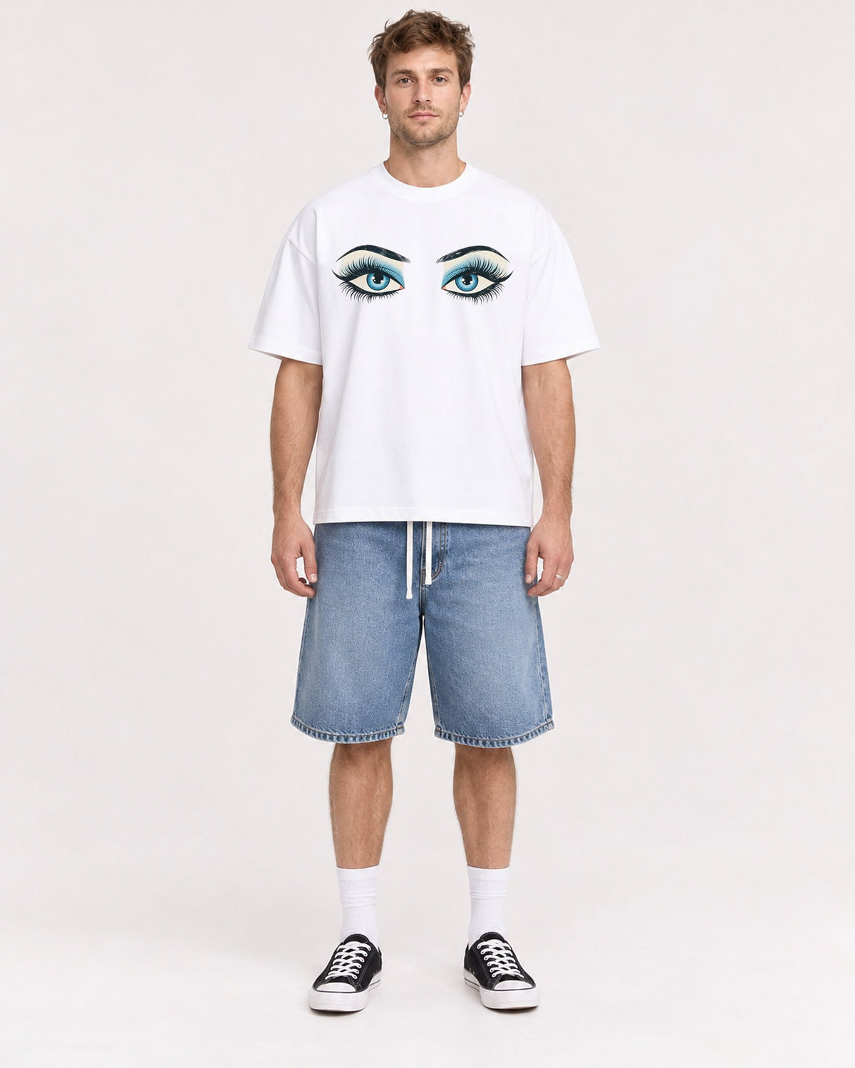 Mockup Boxy Heavyweight Tee White male full-body 08