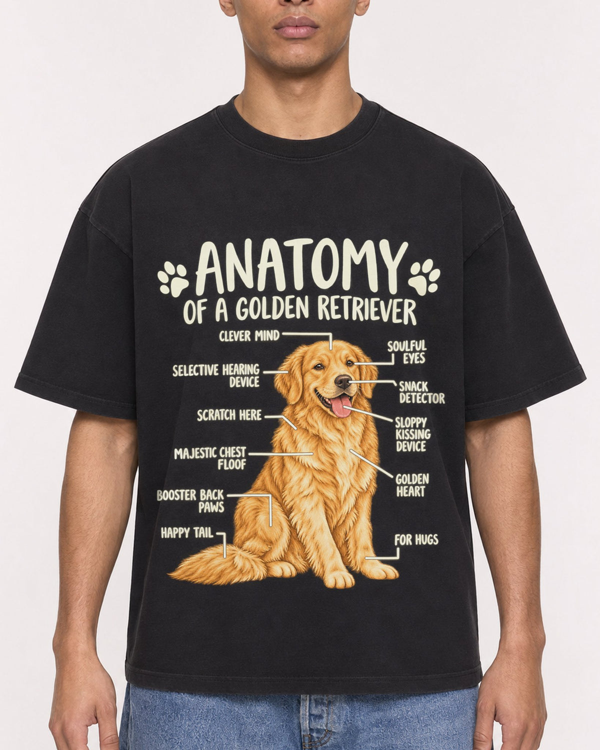 Mockup Boxy Heavyweight Tee Black male close-up 50
