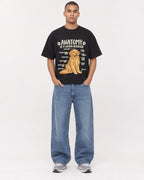 Mockup Boxy Heavyweight Tee Black male full-body 50