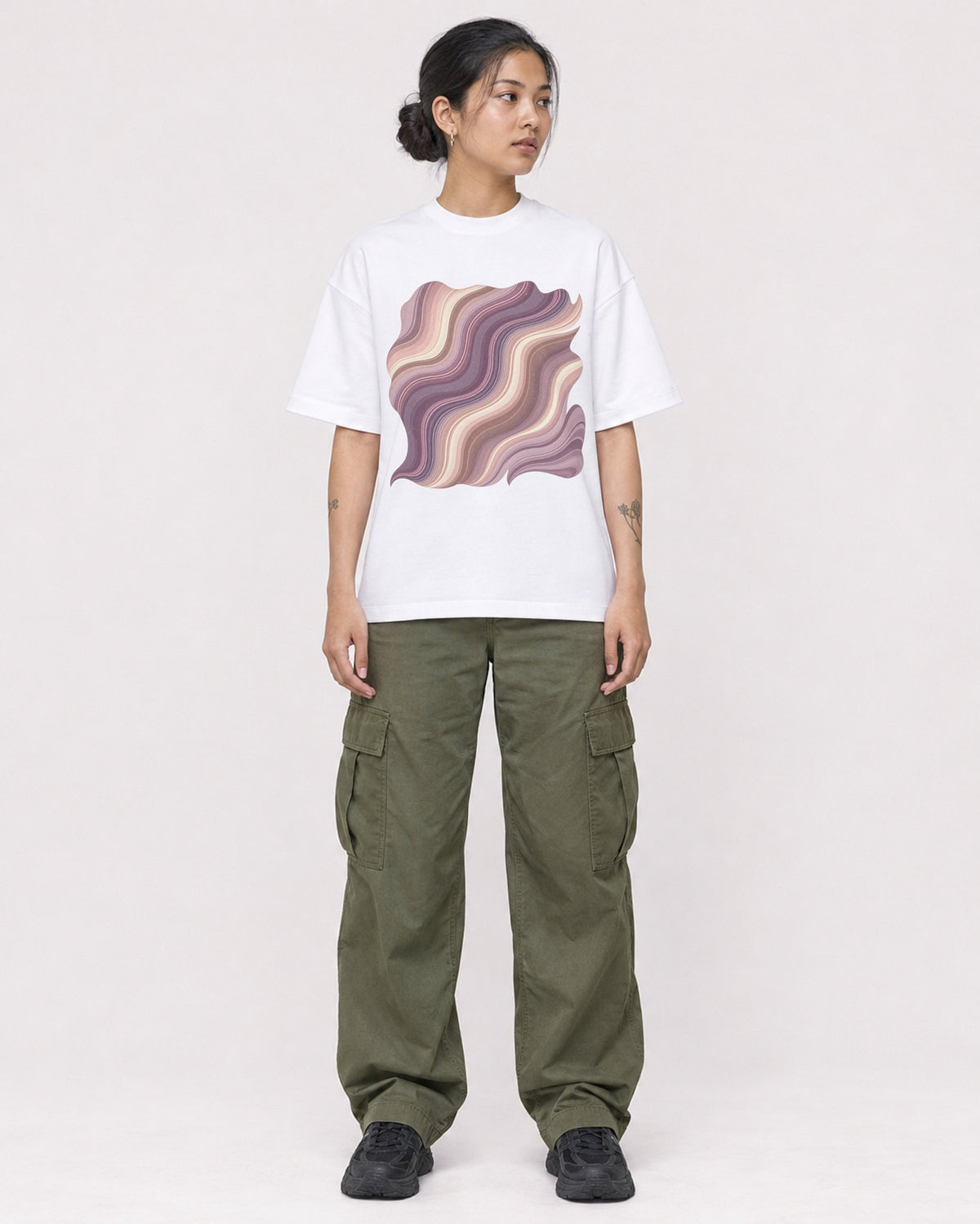 Mockup Boxy Heavyweight Tee White female full-body 12