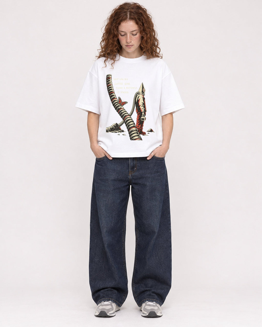 Mockup Boxy Heavyweight Tee White female full-body 09