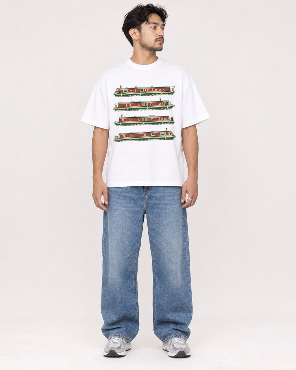 Mockup Boxy Heavyweight Tee White male full-body 02