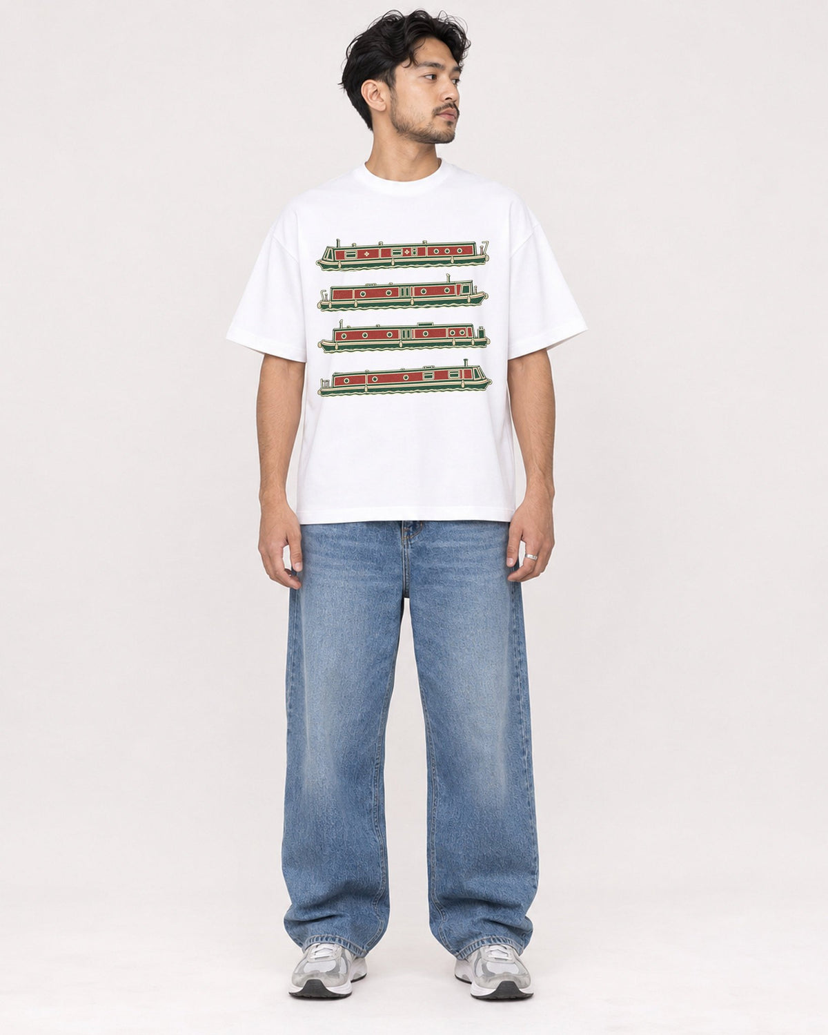 Mockup Boxy Heavyweight Tee White male full-body 02
