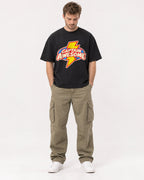 Mockup Boxy Heavyweight Tee Black male full-body 08