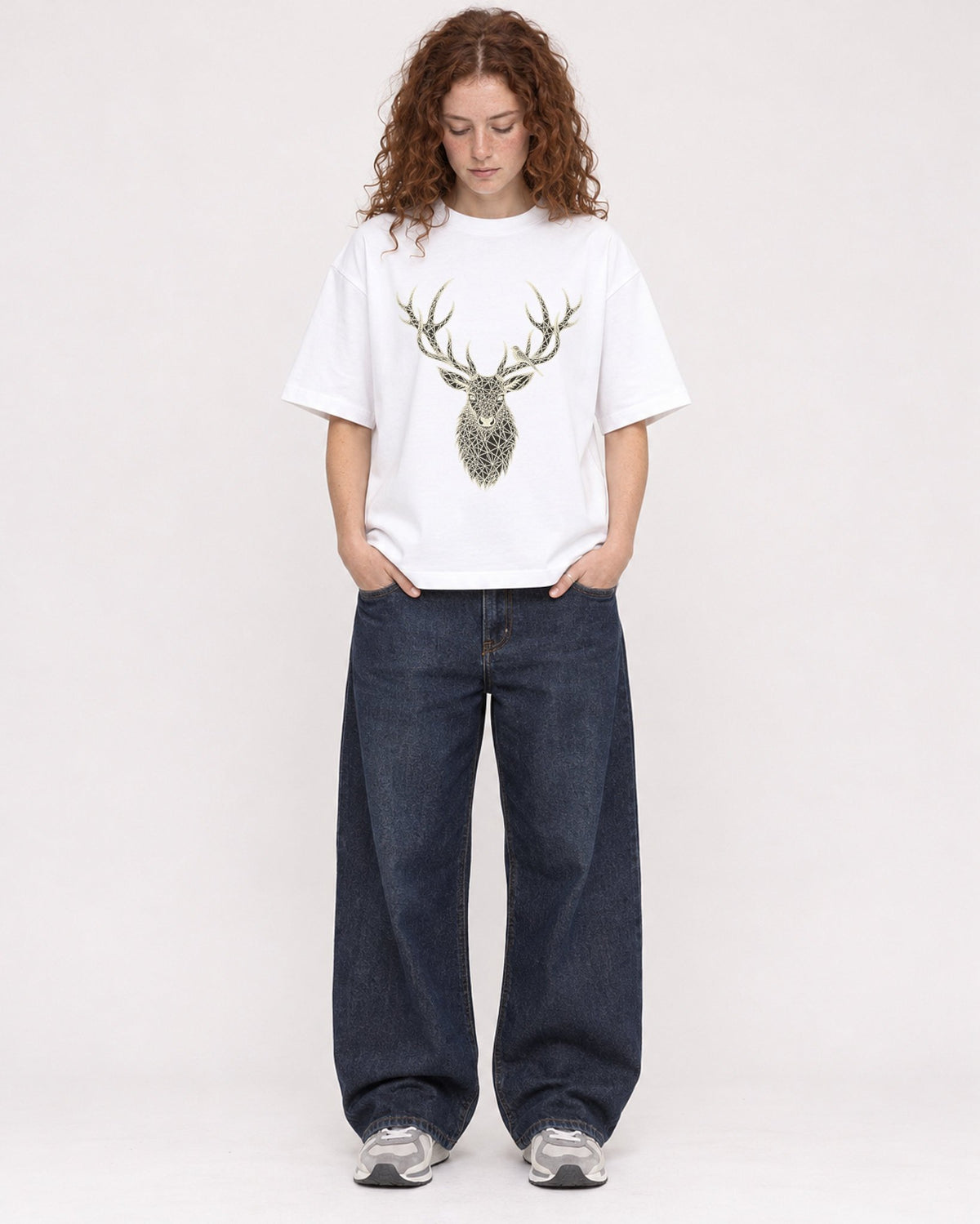 Mockup Boxy Heavyweight Tee White female full-body 09