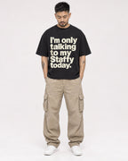 Mockup Boxy Heavyweight Tee Black male full-body 12