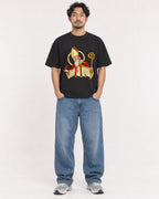 Mockup Boxy Heavyweight Tee Black male full-body 02