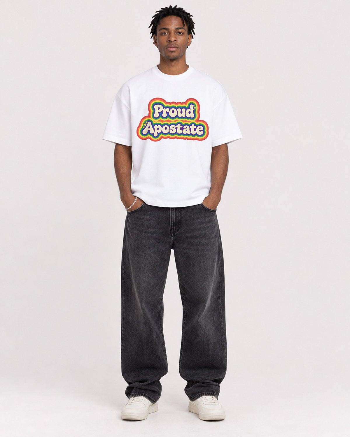Mockup Boxy Heavyweight Tee White male full-body 05