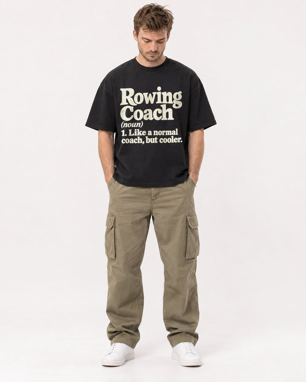 Mockup Boxy Heavyweight Tee Black male full-body 08