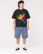 Mockup Boxy Heavyweight Tee Black male full-body 23