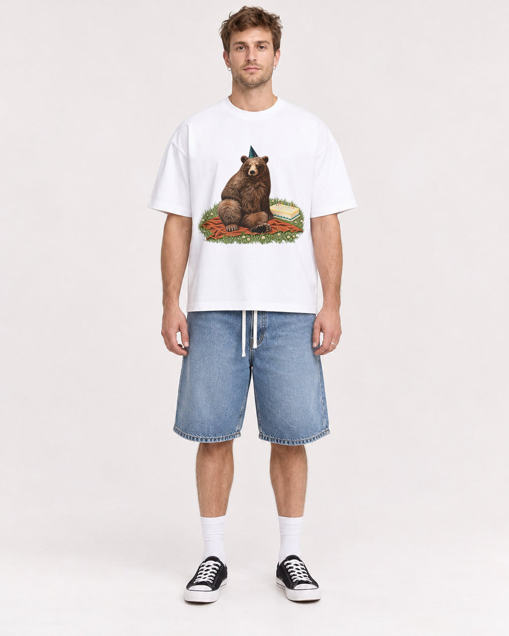Mockup Boxy Heavyweight Tee White male full-body 08