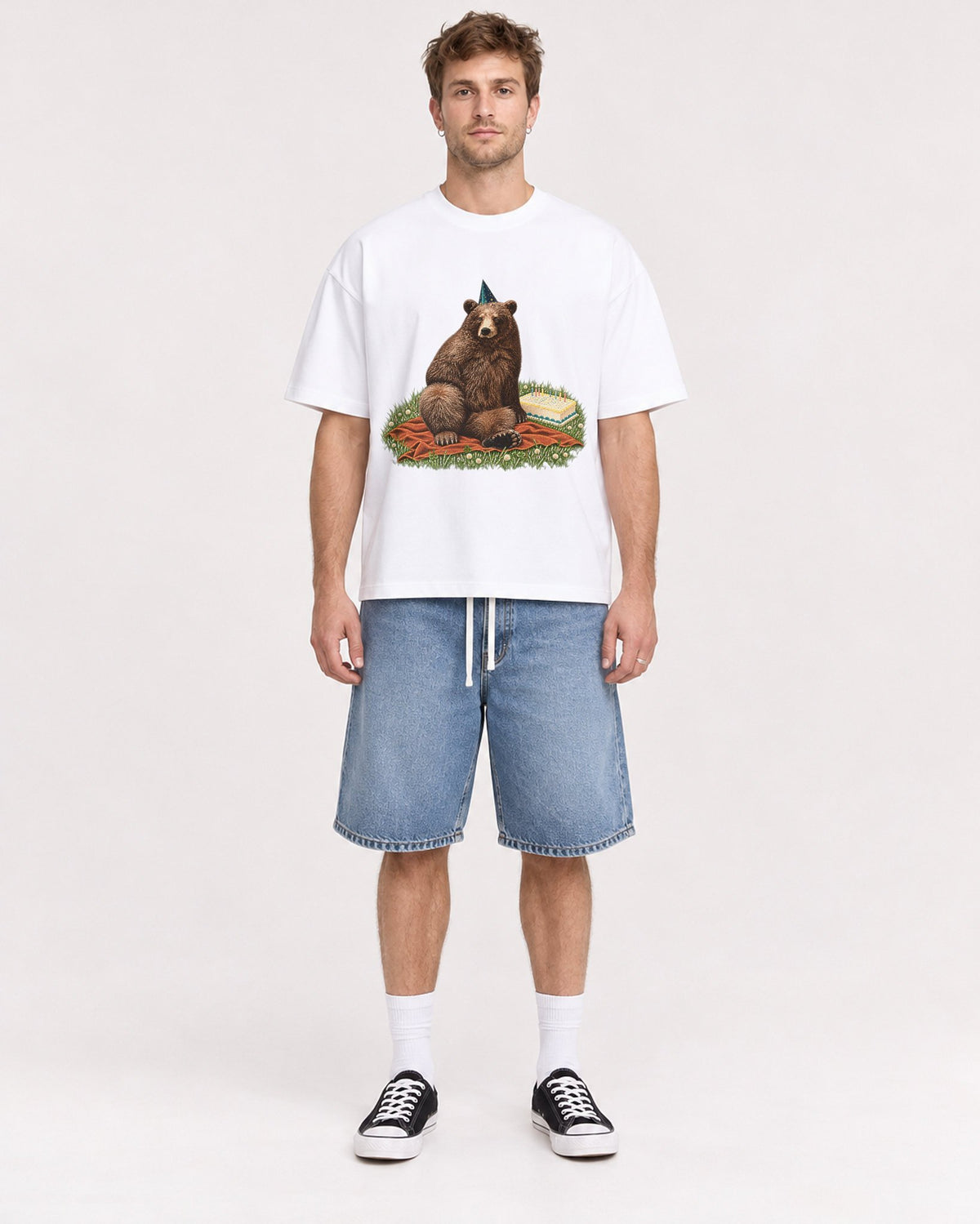 Mockup Boxy Heavyweight Tee White male full-body 08