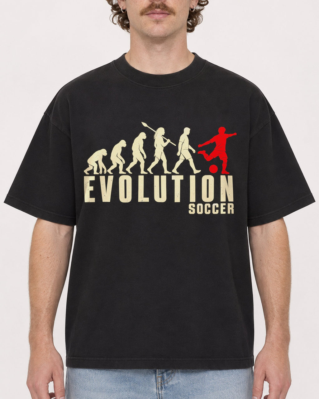 Mockup Boxy Heavyweight Tee Black male close-up 09