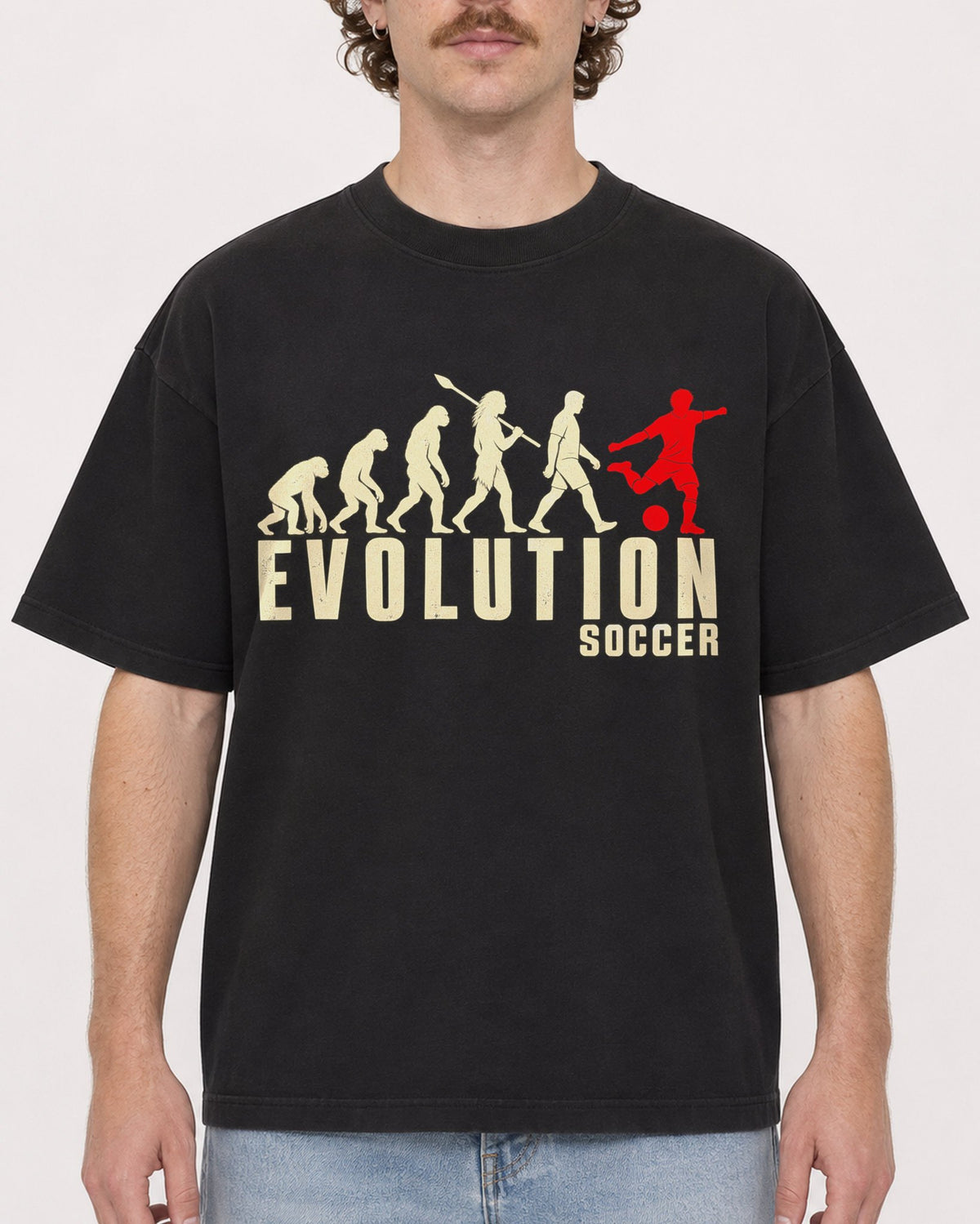 Mockup Boxy Heavyweight Tee Black male close-up 09