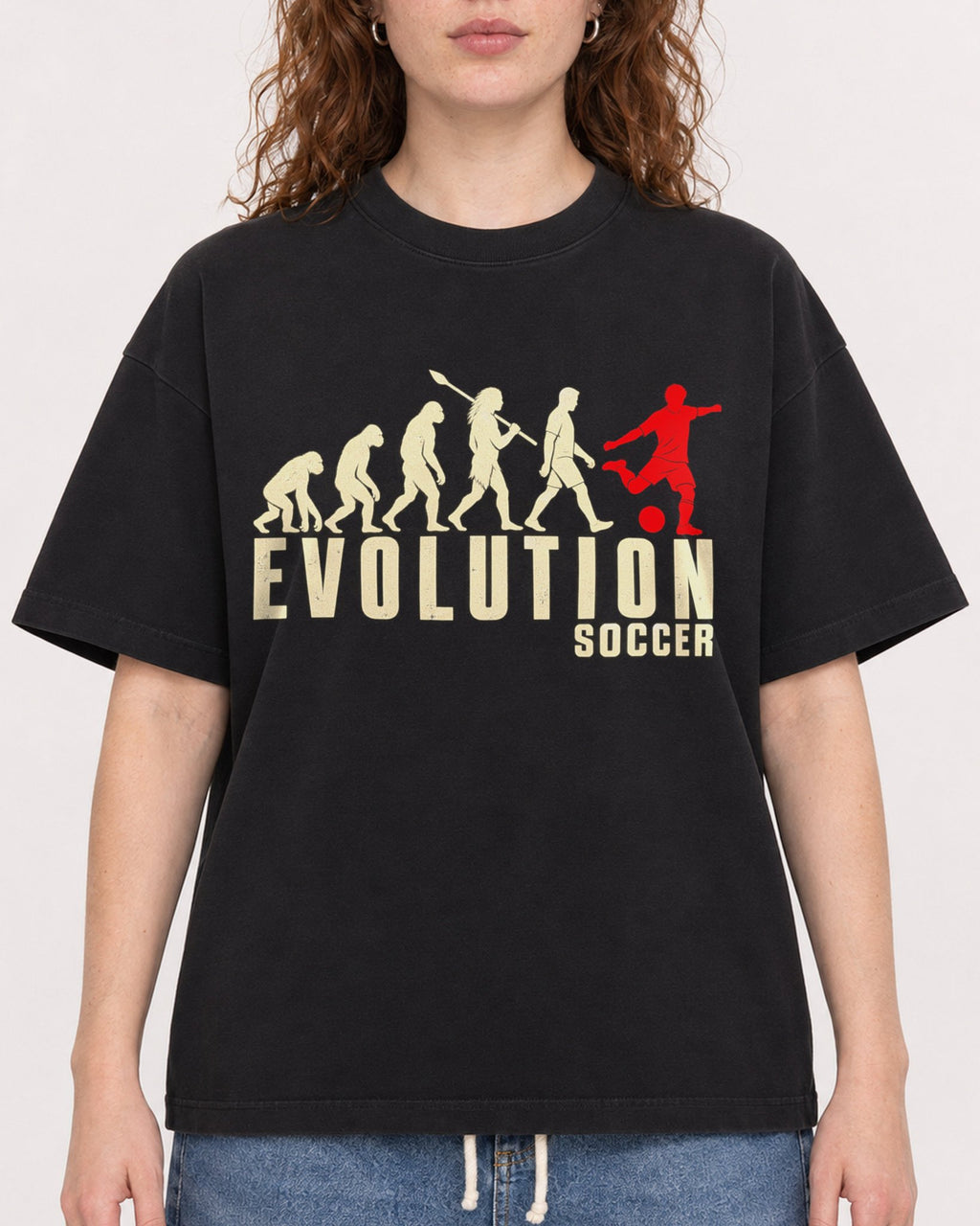 Mockup Boxy Heavyweight Tee Black female close-up 09