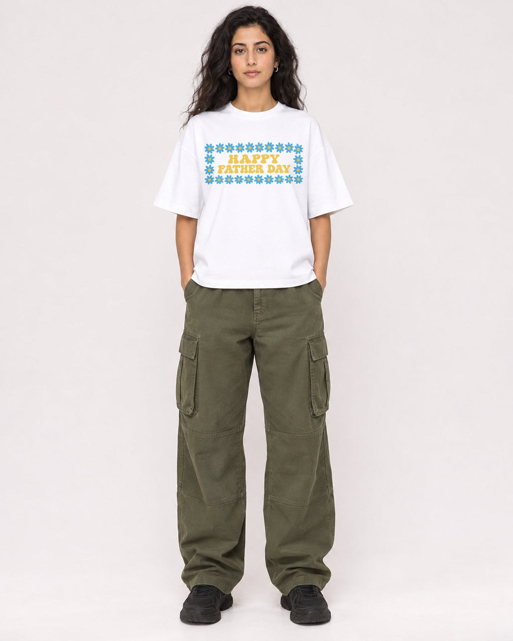 Mockup Boxy Heavyweight Tee White female full-body 07