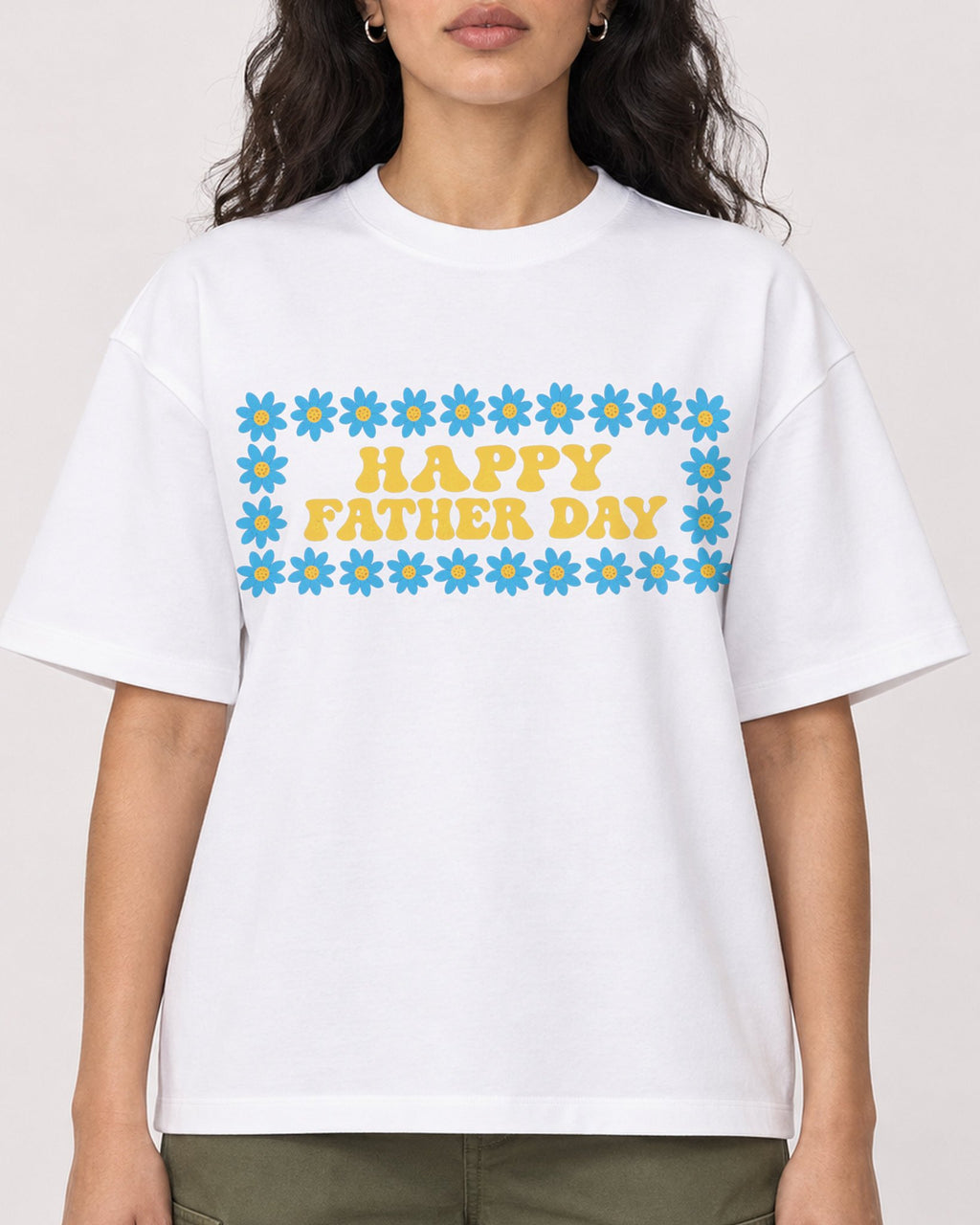 Mockup Boxy Heavyweight Tee White female close-up 07