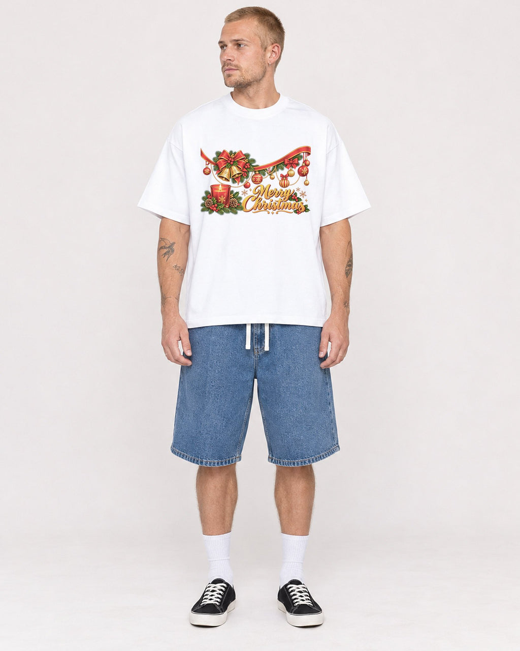 Mockup Boxy Heavyweight Tee White male full-body 18