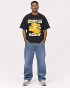 Mockup Boxy Heavyweight Tee Black male full-body 14
