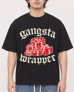 Mockup Boxy Heavyweight Tee Black male close-up 03