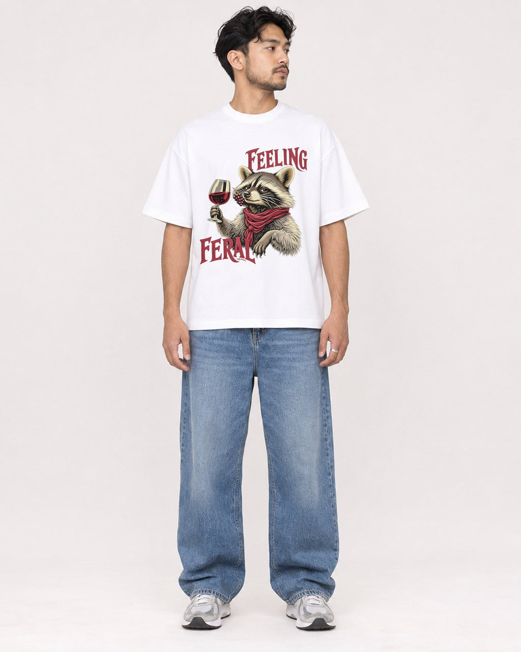 Mockup Boxy Heavyweight Tee White male full-body 02