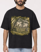 Mockup Boxy Heavyweight Tee Black male close-up 17
