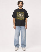 Mockup Boxy Heavyweight Tee Black male full-body 17