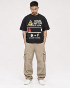 Mockup Boxy Heavyweight Tee Black male full-body 12