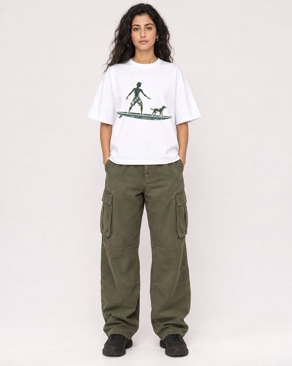Mockup Boxy Heavyweight Tee White female full-body 07