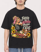 Mockup Boxy Heavyweight Tee Black male close-up 03