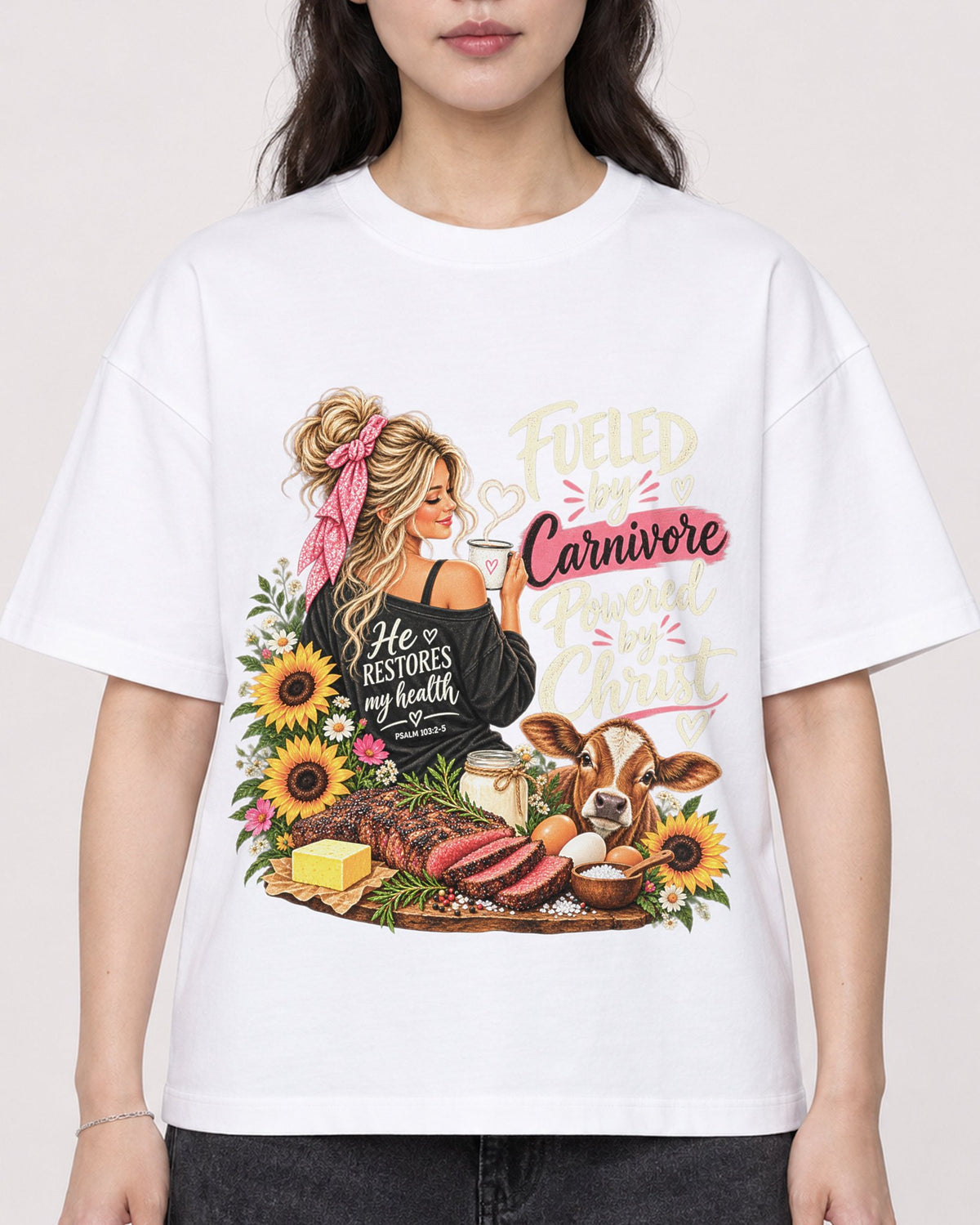Mockup Boxy Heavyweight Tee White female close-up 03