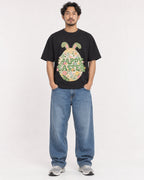 Mockup Boxy Heavyweight Tee Black male full-body 02