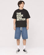 Mockup Boxy Heavyweight Tee Black male full-body 03