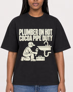 Mockup Boxy Heavyweight Tee Black female close-up 04