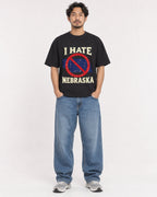 Mockup Boxy Heavyweight Tee Black male full-body 02