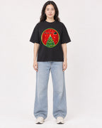 Mockup Boxy Heavyweight Tee Black female full-body 03