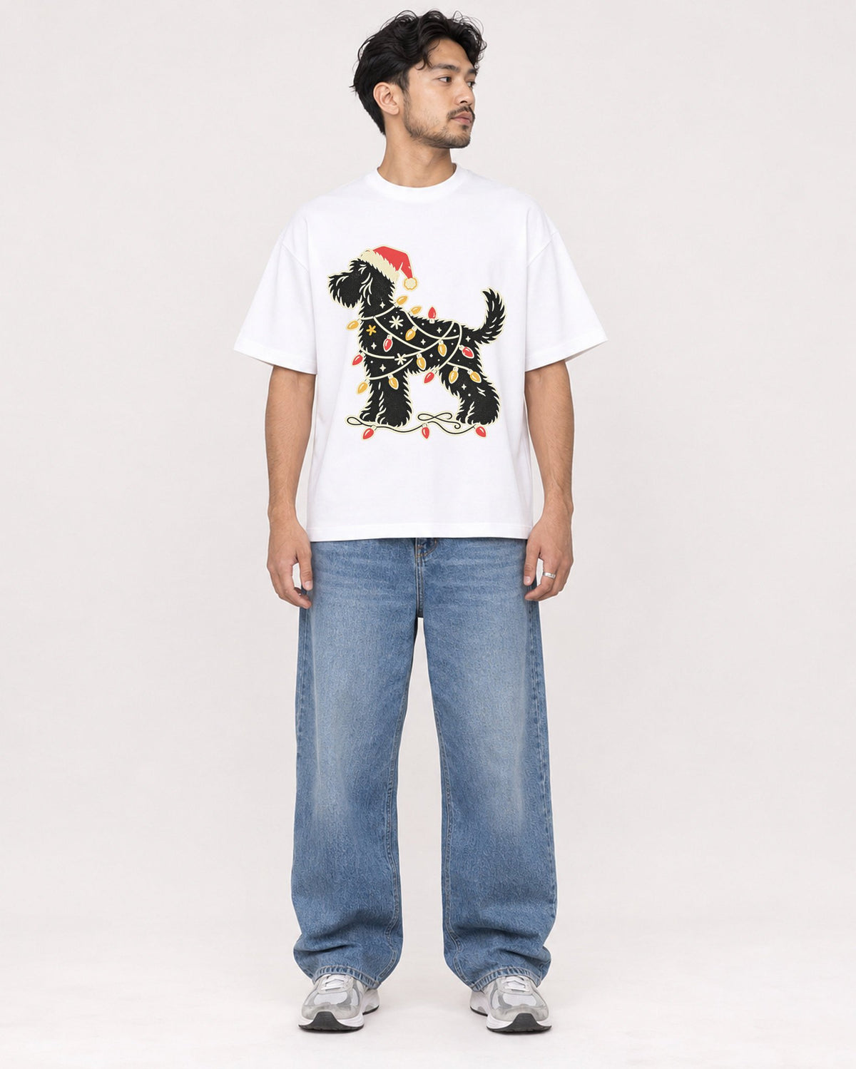 Mockup Boxy Heavyweight Tee White male full-body 02