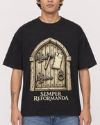 Mockup Boxy Heavyweight Tee Black male close-up 06