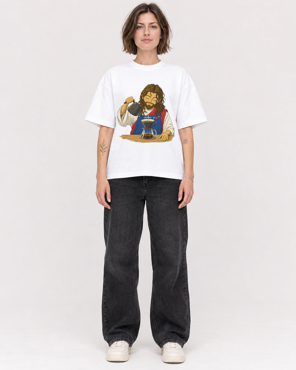 Mockup Boxy Heavyweight Tee White female full-body 18