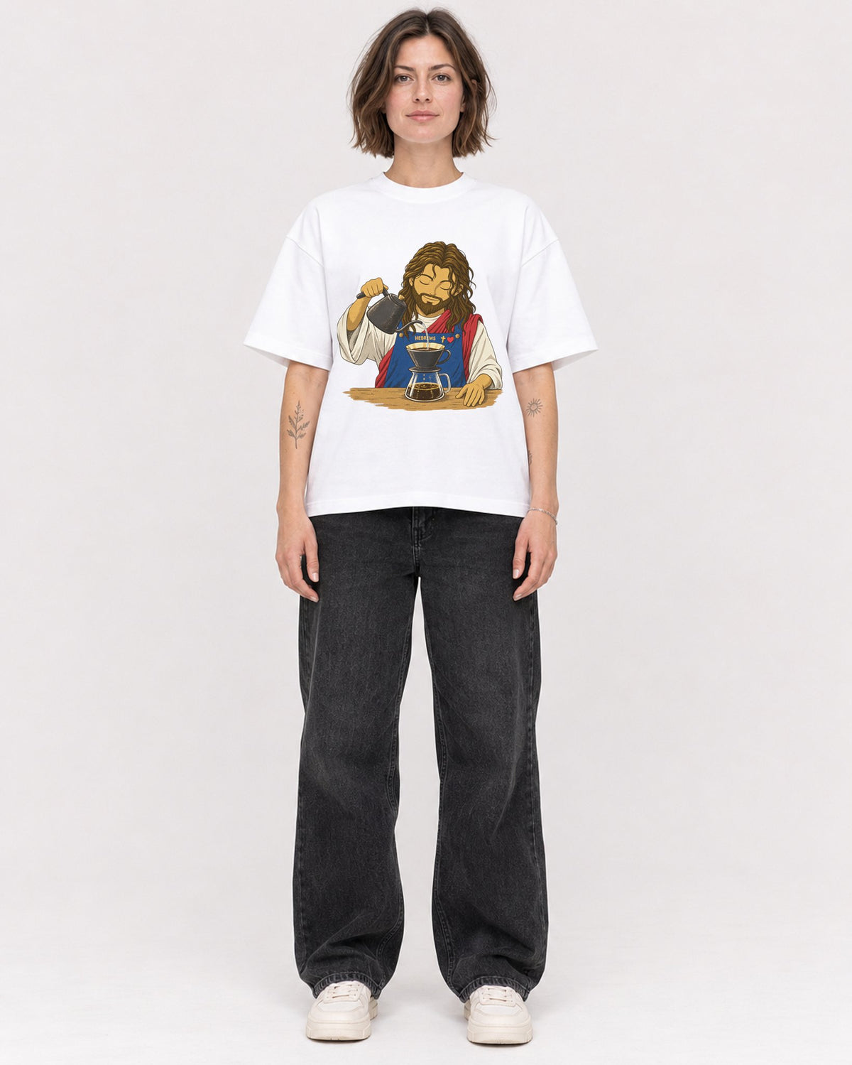 Mockup Boxy Heavyweight Tee White female full-body 18