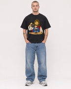 Mockup Boxy Heavyweight Tee Black male full-body 18