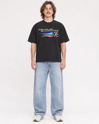 Mockup Boxy Heavyweight Tee Black male full-body 49