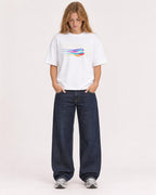 Mockup Boxy Heavyweight Tee White female full-body 49